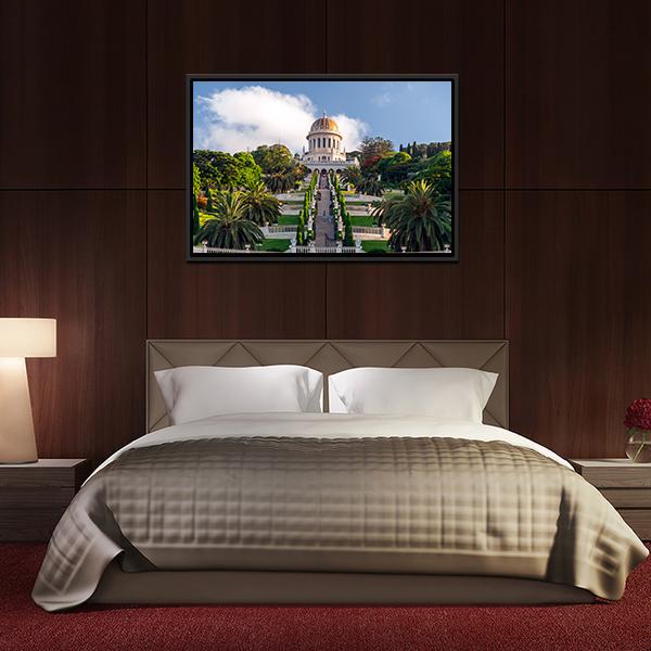 Bahai Gardens Holy Temple Canvas Wall Art-3 Horizontal-Gallery Wrap-25" x 16"-Tiaracle