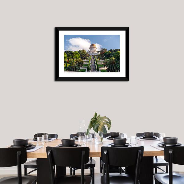 Bahai Gardens Holy Temple Canvas Wall Art-3 Horizontal-Gallery Wrap-25" x 16"-Tiaracle