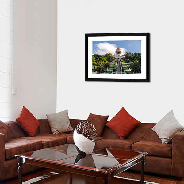 Bahai Gardens Holy Temple Canvas Wall Art-3 Horizontal-Gallery Wrap-25" x 16"-Tiaracle