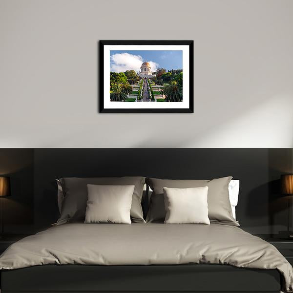 Bahai Gardens Holy Temple Canvas Wall Art-3 Horizontal-Gallery Wrap-25" x 16"-Tiaracle