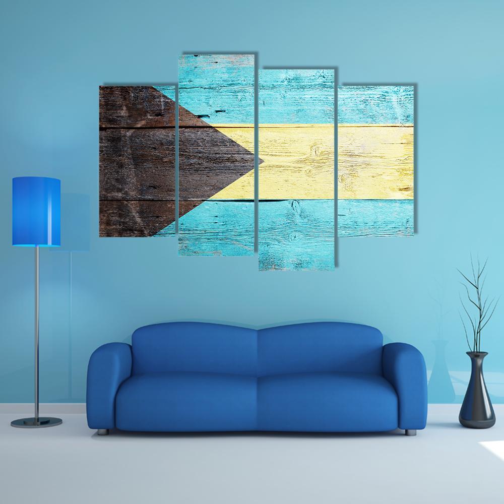 Bahamas Flag Canvas Wall Art-4 Pop-Gallery Wrap-50" x 32"-Tiaracle