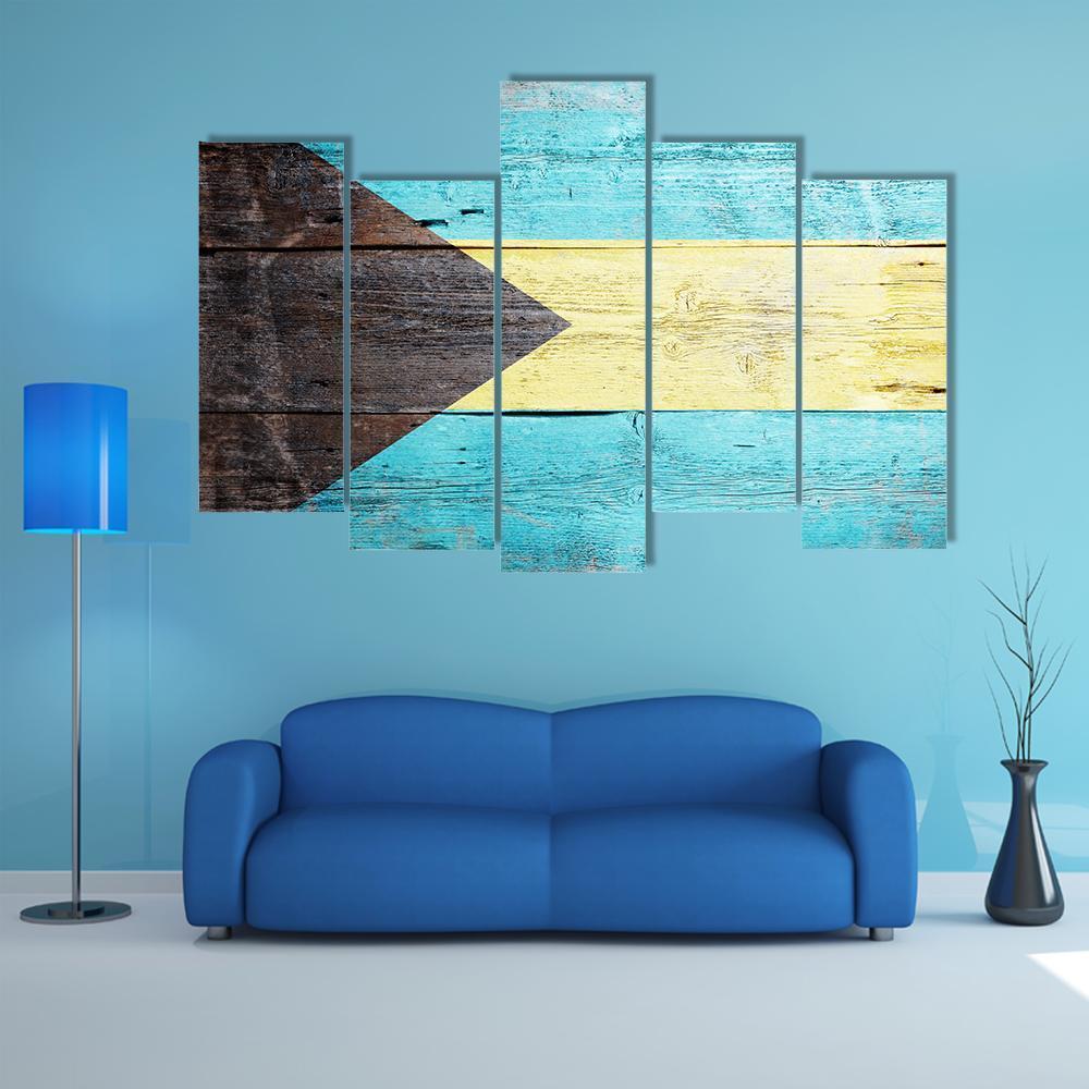 Bahamas Flag Canvas Wall Art-5 Pop-Gallery Wrap-47" x 32"-Tiaracle