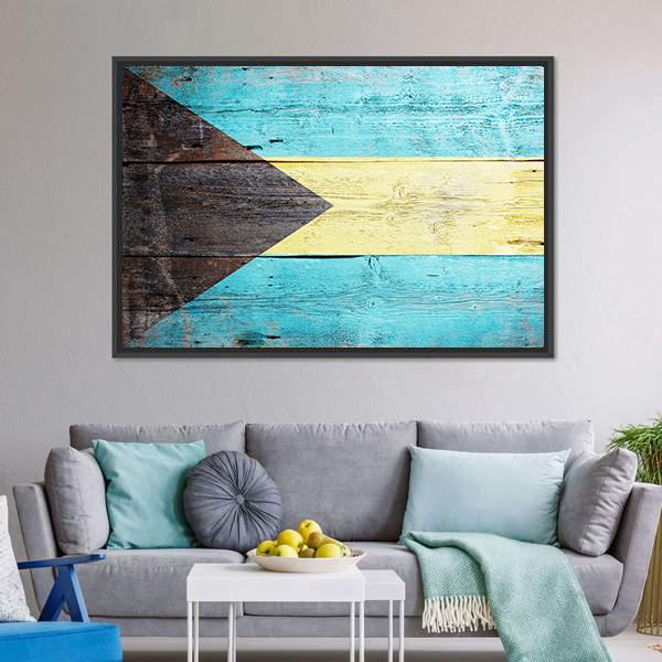 Bahamas Flag Canvas Wall Art-3 Horizontal-Gallery Wrap-25" x 16"-Tiaracle