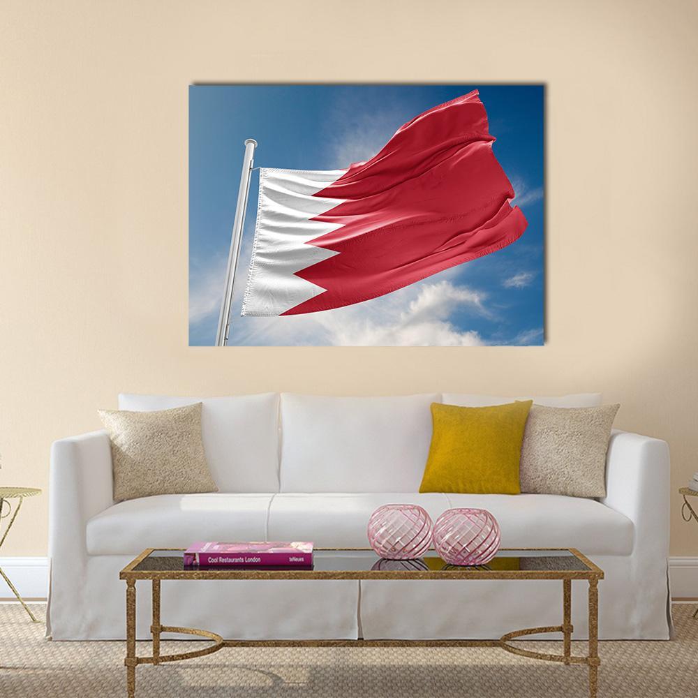 Bahrain Flag Canvas Wall Art-4 Horizontal-Gallery Wrap-34" x 24"-Tiaracle