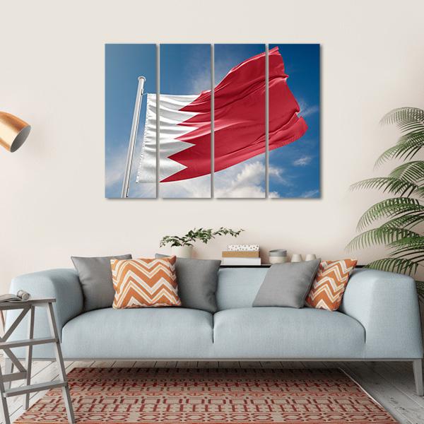 Bahrain Flag Canvas Wall Art-4 Horizontal-Gallery Wrap-34" x 24"-Tiaracle