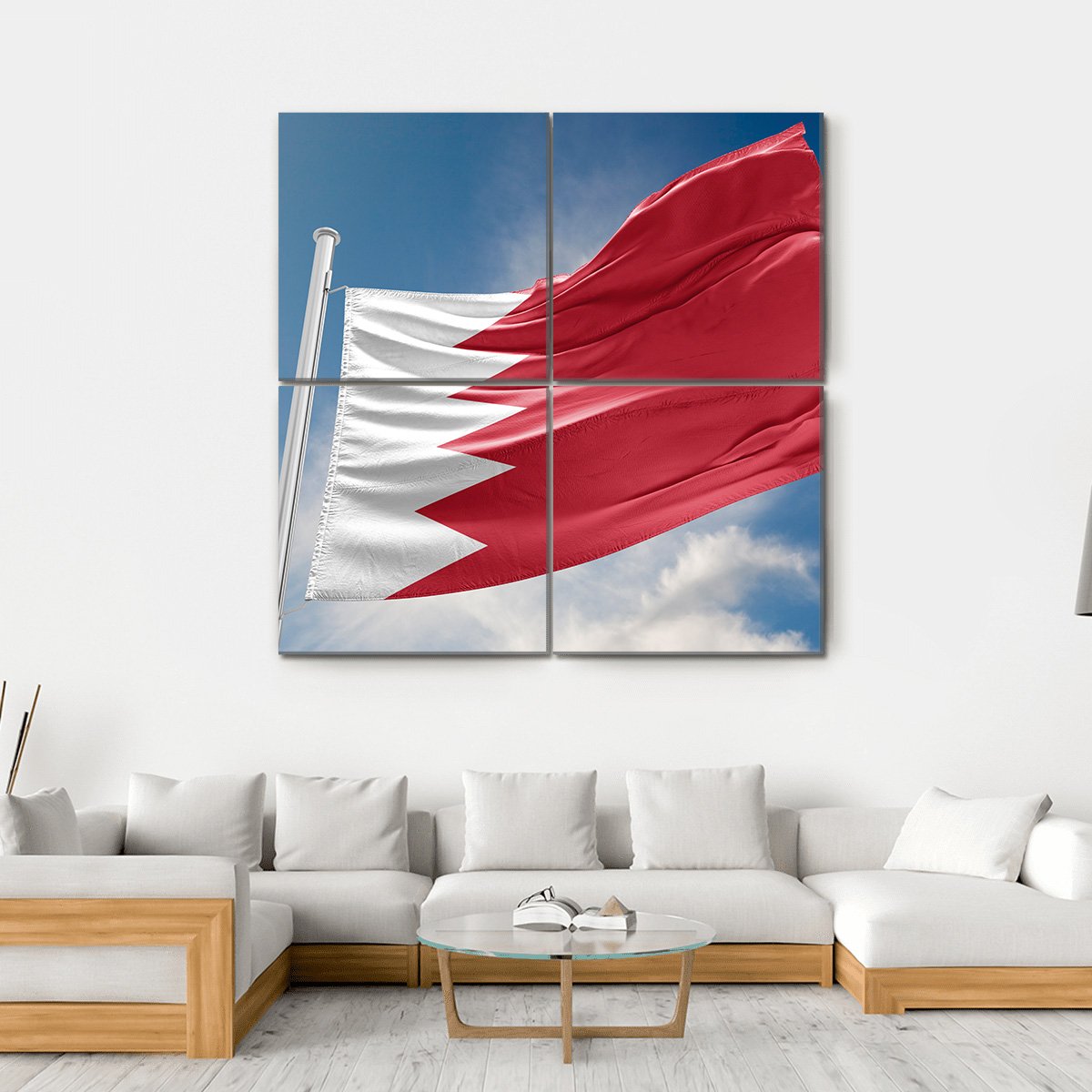 Bahrain Flag Canvas Wall Art-4 Square-Gallery Wrap-17" x 17"-Tiaracle