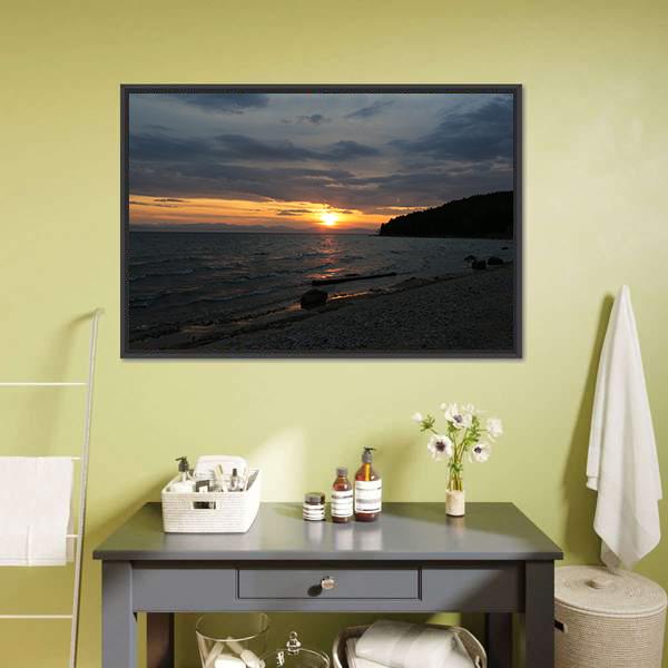 Baikal Lake Russia Canvas Wall Art-1 Piece-Floating Frame-24" x 16"-Tiaracle