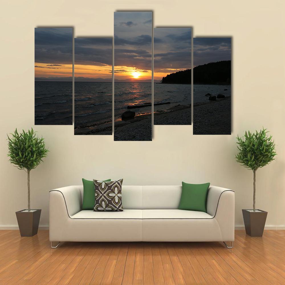 Baikal Lake Russia Canvas Wall Art-5 Pop-Gallery Wrap-47" x 32"-Tiaracle