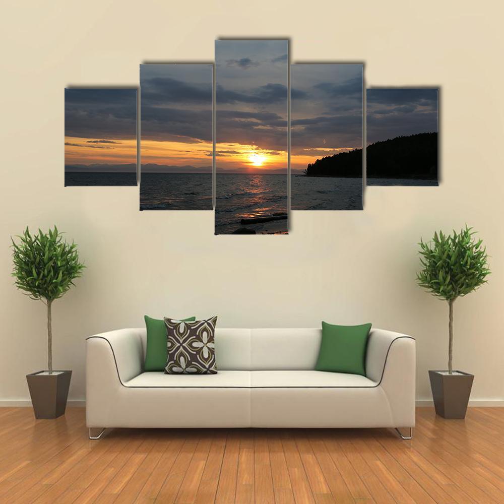 Baikal Lake Russia Canvas Wall Art-5 Star-Gallery Wrap-62" x 32"-Tiaracle