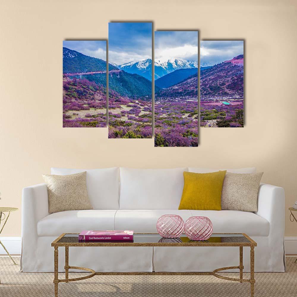 Baima Snow Mountain Canvas Wall Art-4 Pop-Gallery Wrap-50" x 32"-Tiaracle