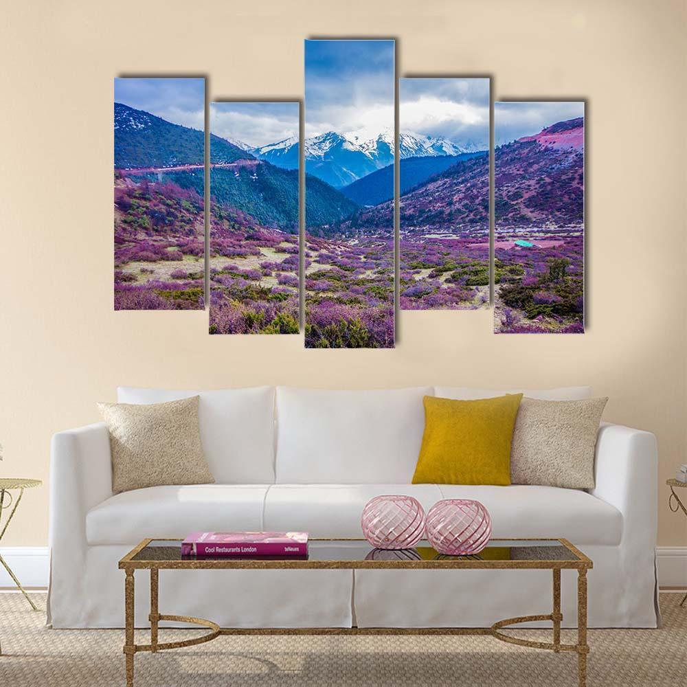 Baima Snow Mountain Canvas Wall Art-5 Pop-Gallery Wrap-47" x 32"-Tiaracle