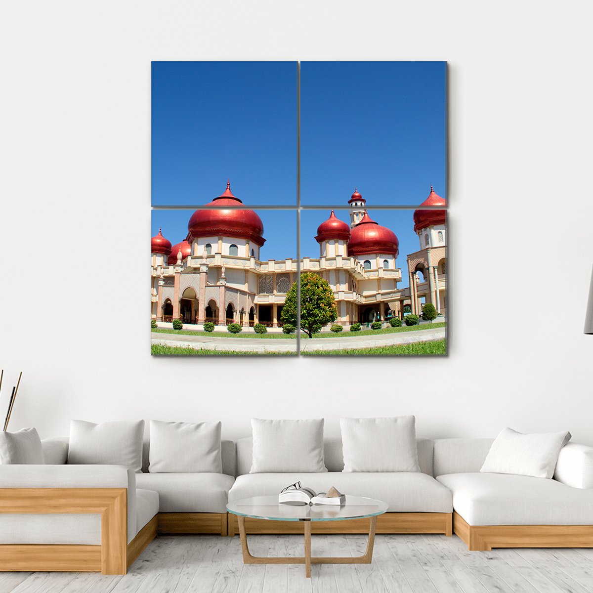 Baitul Makmur Meulaboh Mosque Canvas Wall Art-4 Square-Gallery Wrap-17" x 17"-Tiaracle