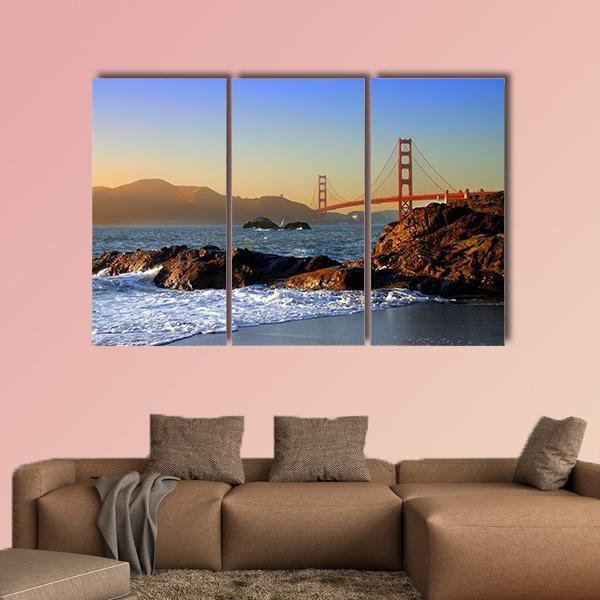 San Francisco Bridge Canvas Wall Art-3 Horizontal-Gallery Wrap-37" x 24"-Tiaracle