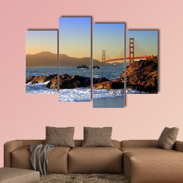 San Francisco Bridge Canvas Wall Art-4 Pop-Gallery Wrap-50" x 32"-Tiaracle