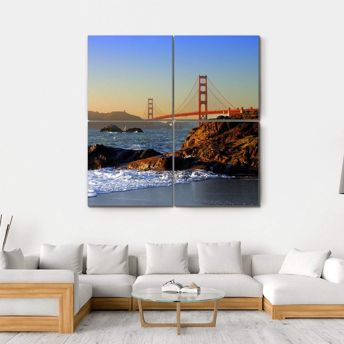 San Francisco Bridge Canvas Wall Art-4 Square-Gallery Wrap-17" x 17"-Tiaracle