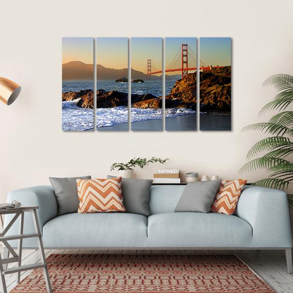 San Francisco Bridge Canvas Wall Art-5 Horizontal-Gallery Wrap-22" x 12"-Tiaracle