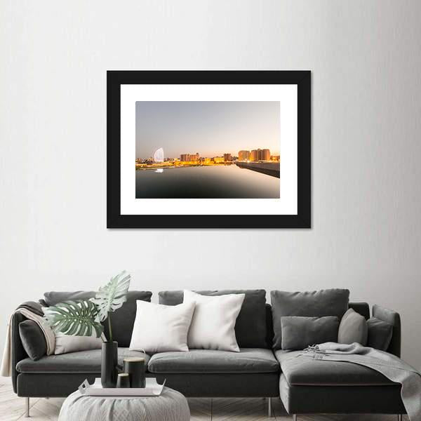Baku Azerbaijan During Sunset Canvas Wall Art-3 Horizontal-Gallery Wrap-25" x 16"-Tiaracle