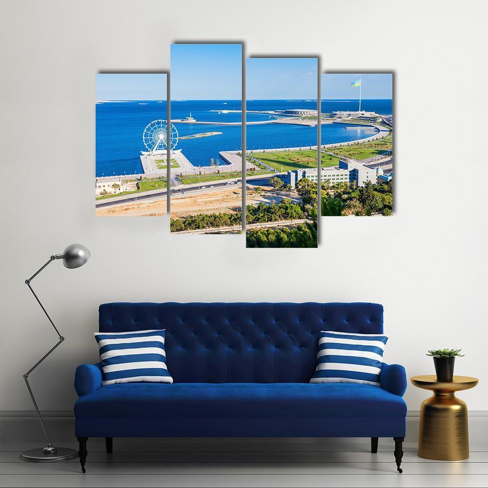 Aerial View Of Baku Canvas Wall Art-4 Pop-Gallery Wrap-50" x 32"-Tiaracle