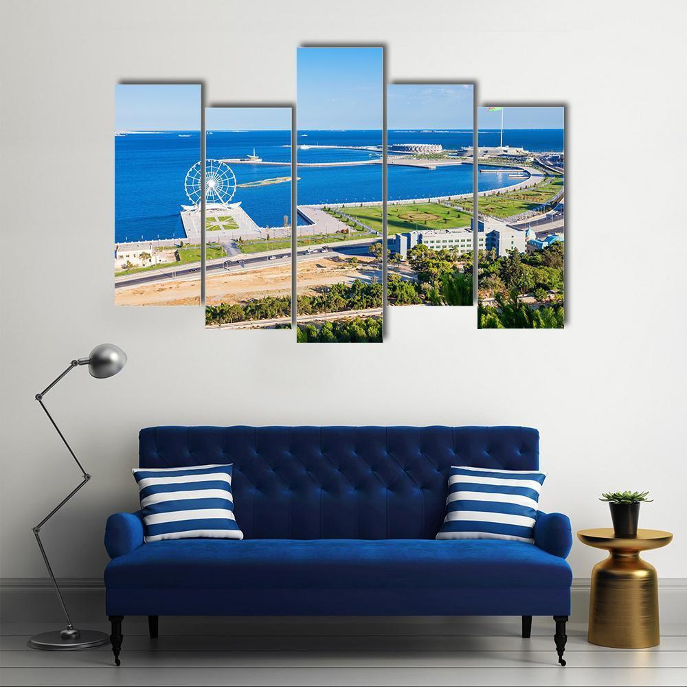 Aerial View Of Baku Canvas Wall Art-5 Pop-Gallery Wrap-47" x 32"-Tiaracle