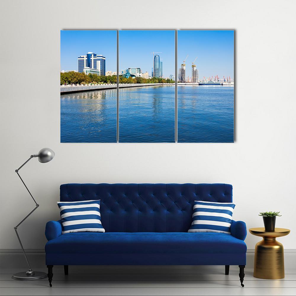 Baky Skyline Azerbaijan Canvas Wall Art-3 Horizontal-Gallery Wrap-37" x 24"-Tiaracle