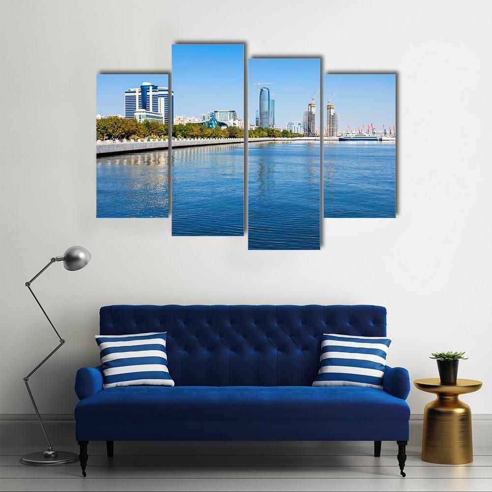 Baky Skyline Azerbaijan Canvas Wall Art-4 Pop-Gallery Wrap-50" x 32"-Tiaracle