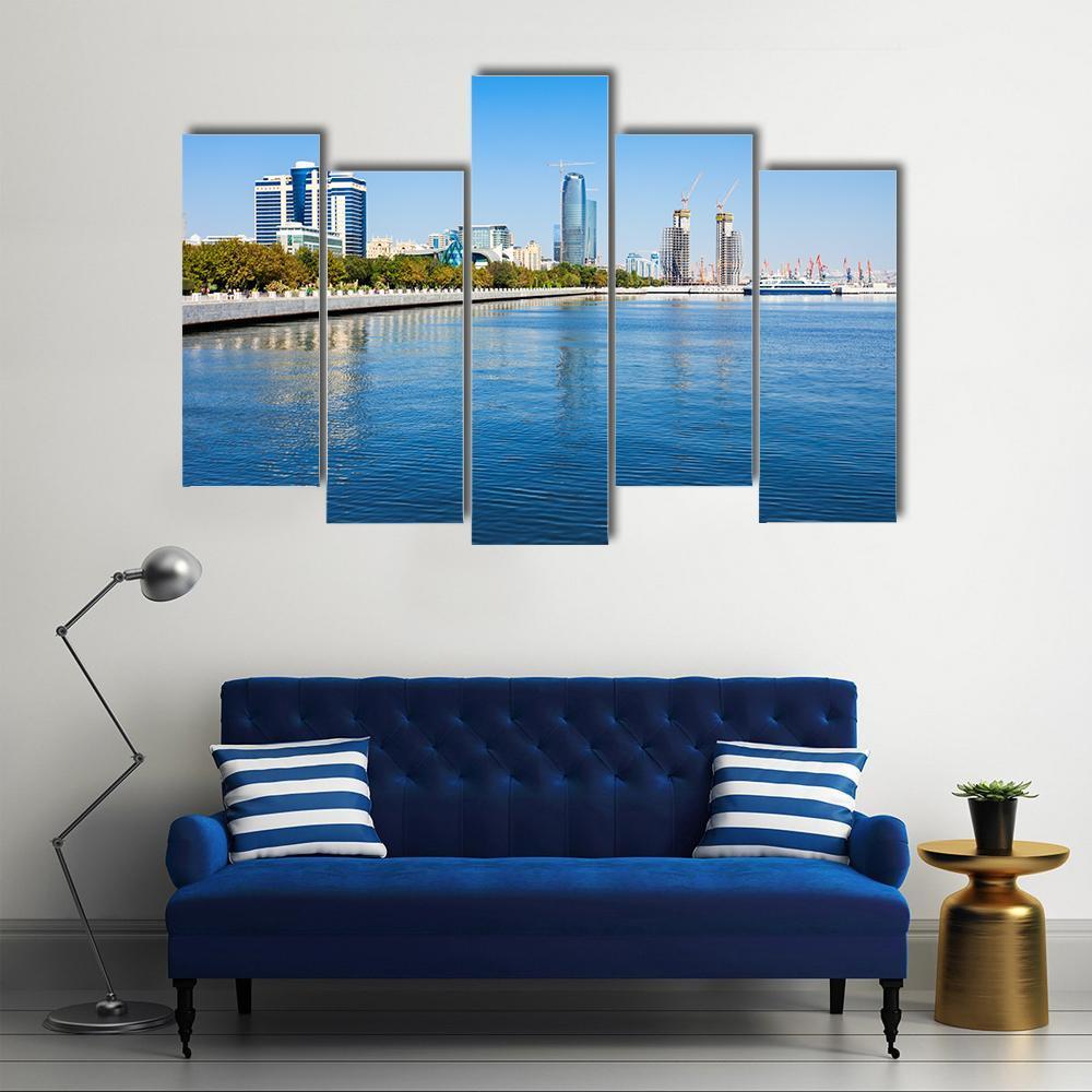Baky Skyline Azerbaijan Canvas Wall Art-5 Pop-Gallery Wrap-47" x 32"-Tiaracle
