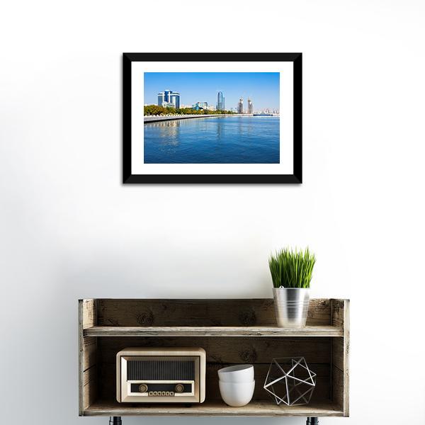 Baky Skyline Azerbaijan Canvas Wall Art-1 Piece-Framed Print-20" x 16"-Tiaracle