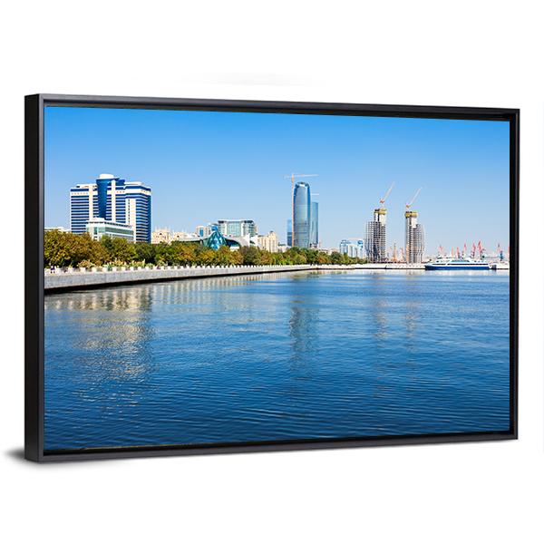 Baky Skyline Azerbaijan Canvas Wall Art-3 Horizontal-Gallery Wrap-25" x 16"-Tiaracle