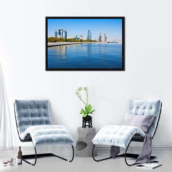 Baky Skyline Azerbaijan Canvas Wall Art-3 Horizontal-Gallery Wrap-25" x 16"-Tiaracle