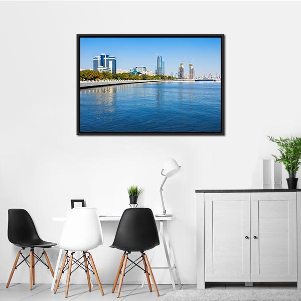 Baky Skyline Azerbaijan Canvas Wall Art-3 Horizontal-Gallery Wrap-25" x 16"-Tiaracle