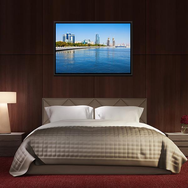 Baky Skyline Azerbaijan Canvas Wall Art-3 Horizontal-Gallery Wrap-25" x 16"-Tiaracle