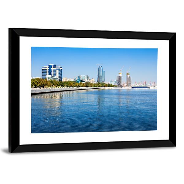 Baky Skyline Azerbaijan Canvas Wall Art-3 Horizontal-Gallery Wrap-25" x 16"-Tiaracle
