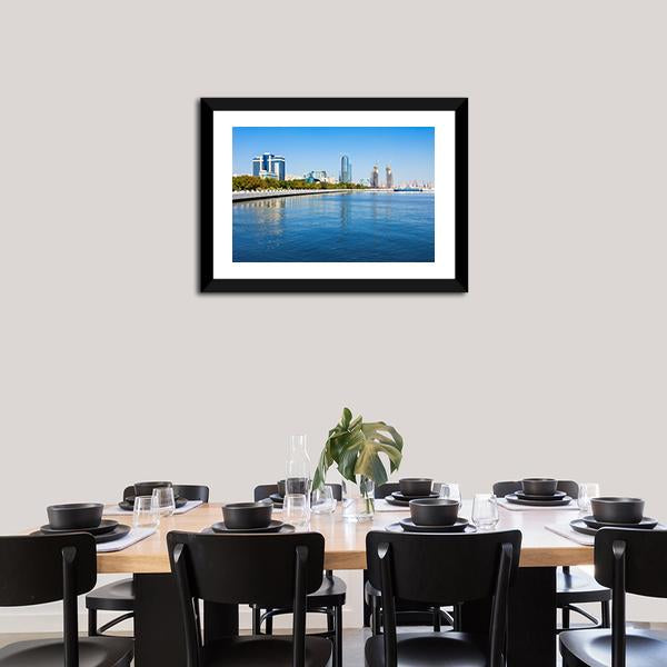 Baky Skyline Azerbaijan Canvas Wall Art-3 Horizontal-Gallery Wrap-25" x 16"-Tiaracle