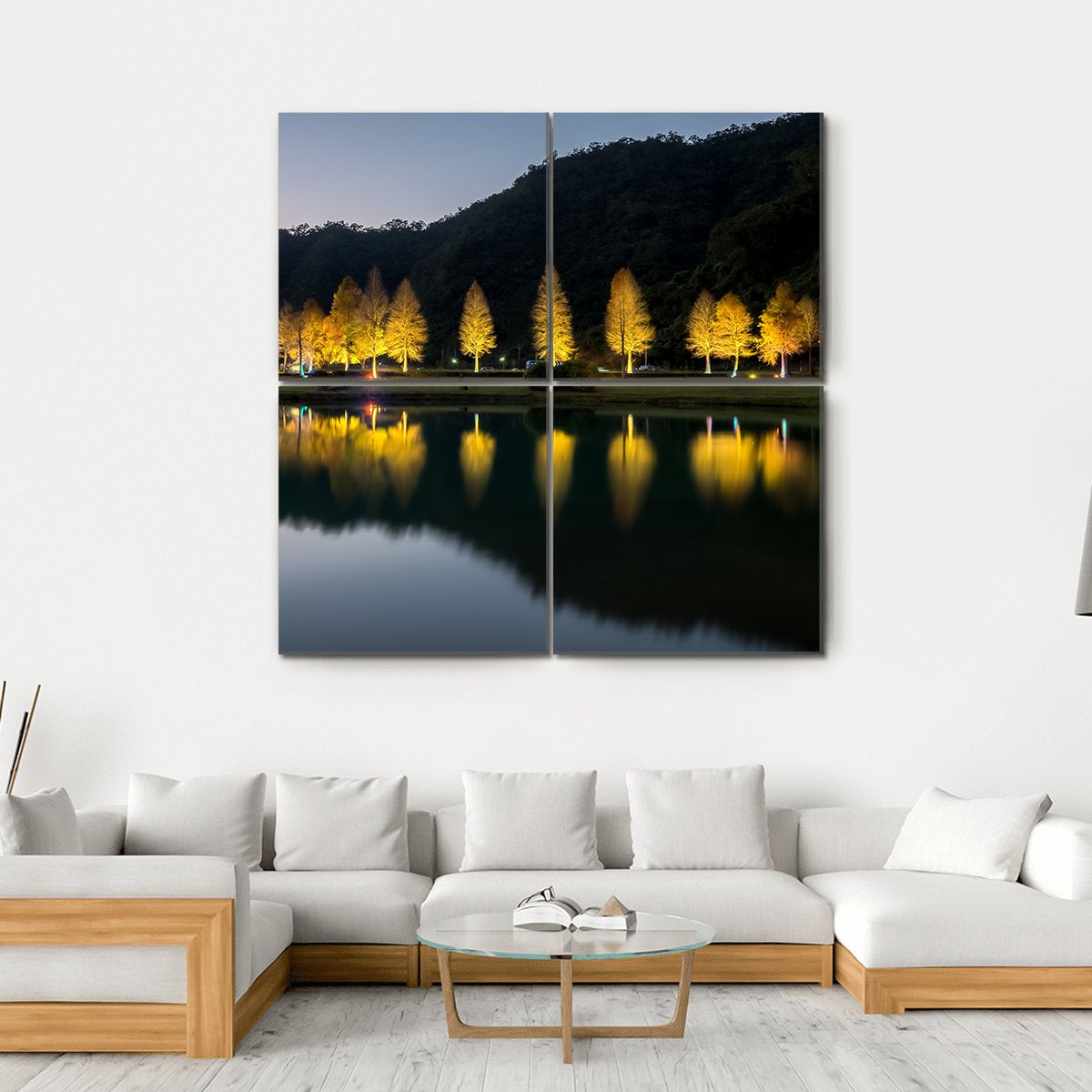 Bald Cypress Trees At Night Canvas Wall Art-4 Square-Gallery Wrap-17" x 17"-Tiaracle