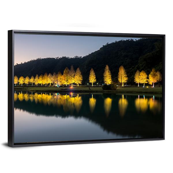 Bald Cypress Trees At Night Canvas Wall Art-5 Horizontal-Gallery Wrap-22" x 12"-Tiaracle