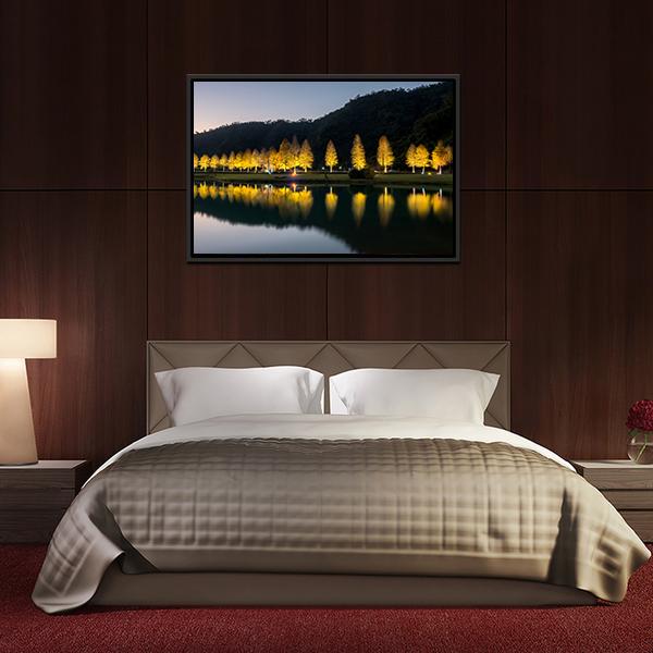 Bald Cypress Trees At Night Canvas Wall Art-5 Horizontal-Gallery Wrap-22" x 12"-Tiaracle