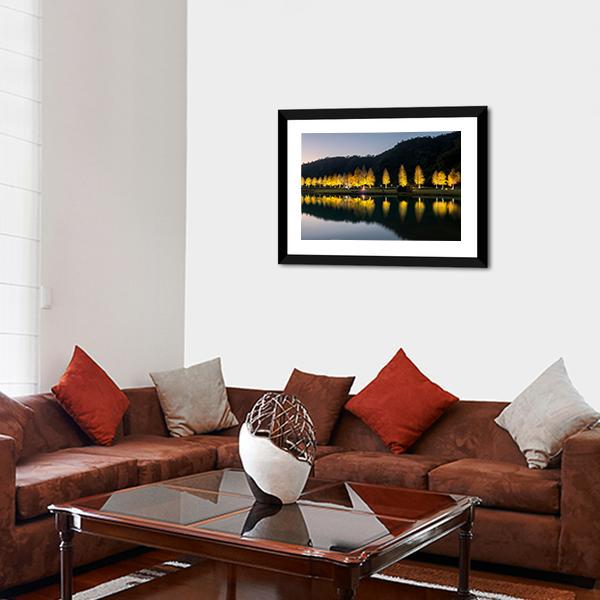 Bald Cypress Trees At Night Canvas Wall Art-5 Horizontal-Gallery Wrap-22" x 12"-Tiaracle
