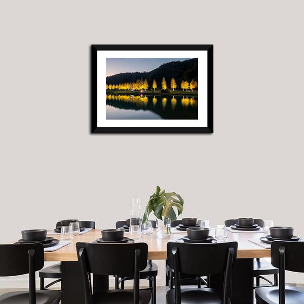 Bald Cypress Trees At Night Panoramic Canvas Wall Art-1 Piece-36" x 12"-Tiaracle