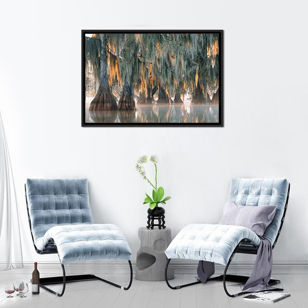 Bald Cypress Trees Canvas Wall Art-5 Horizontal-Gallery Wrap-22" x 12"-Tiaracle