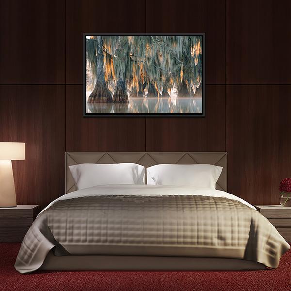 Bald Cypress Trees Canvas Wall Art-3 Horizontal-Gallery Wrap-25" x 16"-Tiaracle