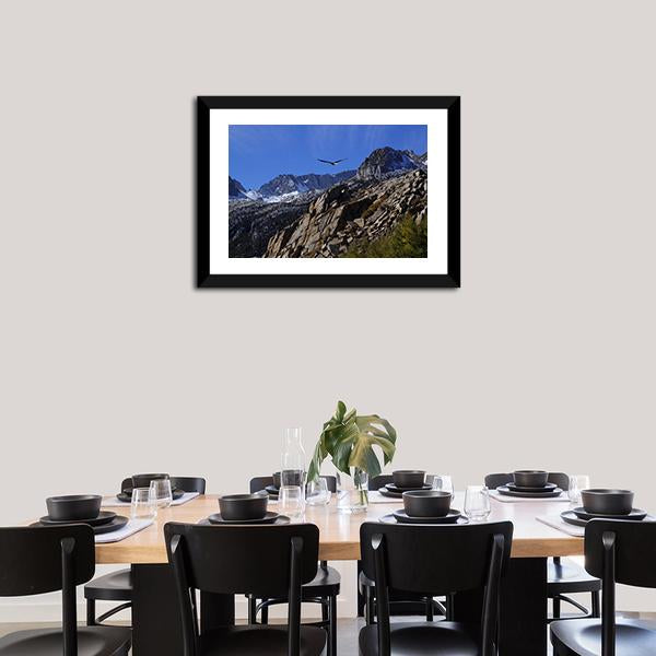 Bald Eagle Soaring Over Rocky Peaks Canvas Wall Art-3 Horizontal-Gallery Wrap-25" x 16"-Tiaracle