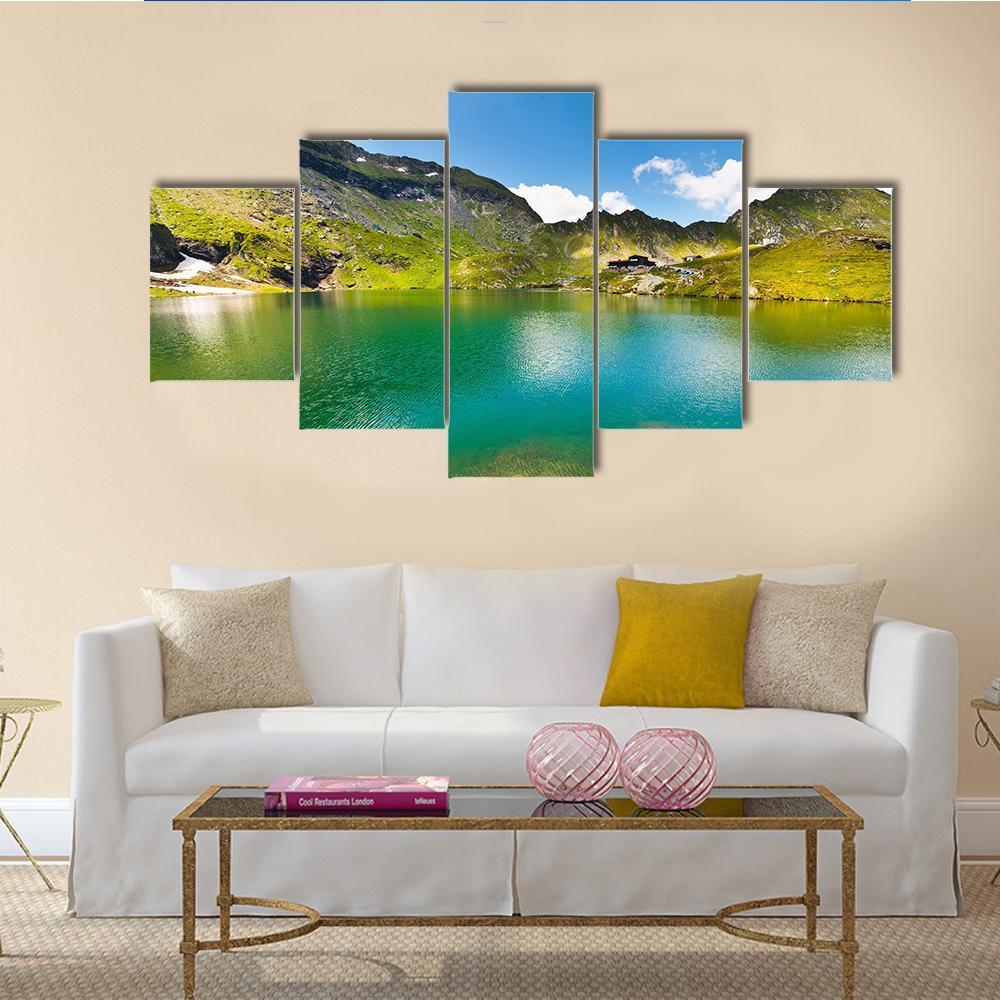 Balea Lake Romania Canvas Wall Art-5 Star-Gallery Wrap-62" x 32"-Tiaracle