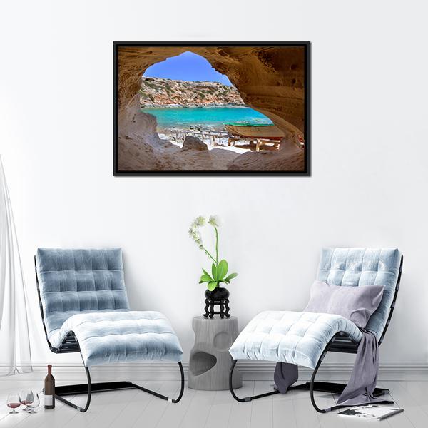 Cala en Baster Spain Canvas Wall Art-3 Horizontal-Gallery Wrap-25" x 16"-Tiaracle