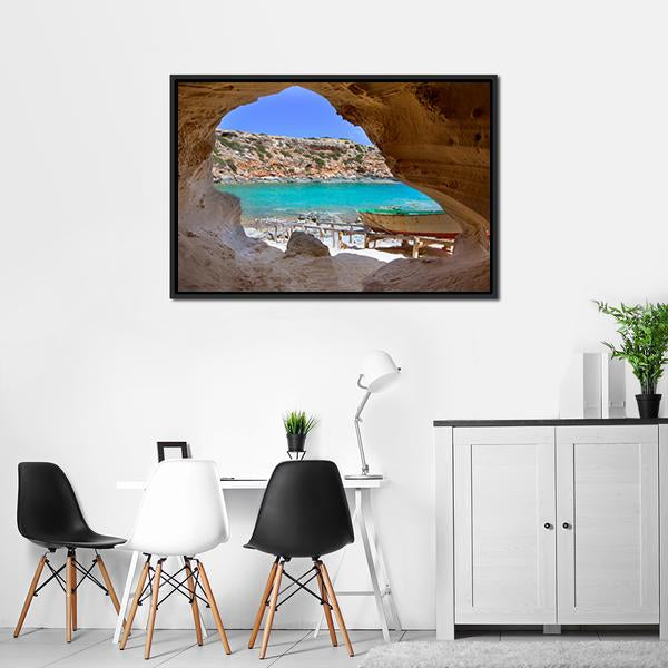 Cala en Baster Spain Canvas Wall Art-3 Horizontal-Gallery Wrap-25" x 16"-Tiaracle