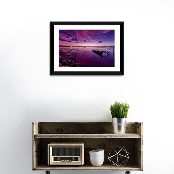 Bali Beach After Sunset Canvas Wall Art-1 Piece-Framed Print-20" x 16"-Tiaracle