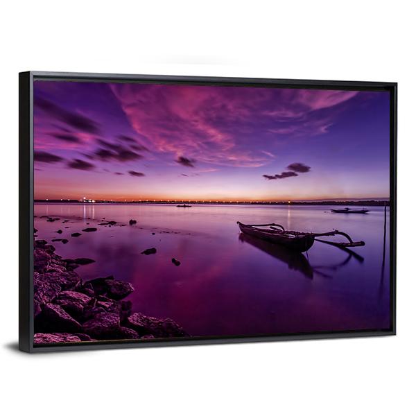 Bali Beach After Sunset Canvas Wall Art-3 Horizontal-Gallery Wrap-25" x 16"-Tiaracle