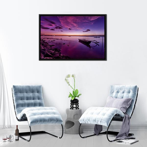 Bali Beach After Sunset Canvas Wall Art-3 Horizontal-Gallery Wrap-25" x 16"-Tiaracle