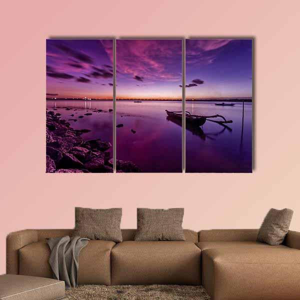 Bali Beach After Sunset Canvas Wall Art-1 Piece-Gallery Wrap-24" x 16"-Tiaracle