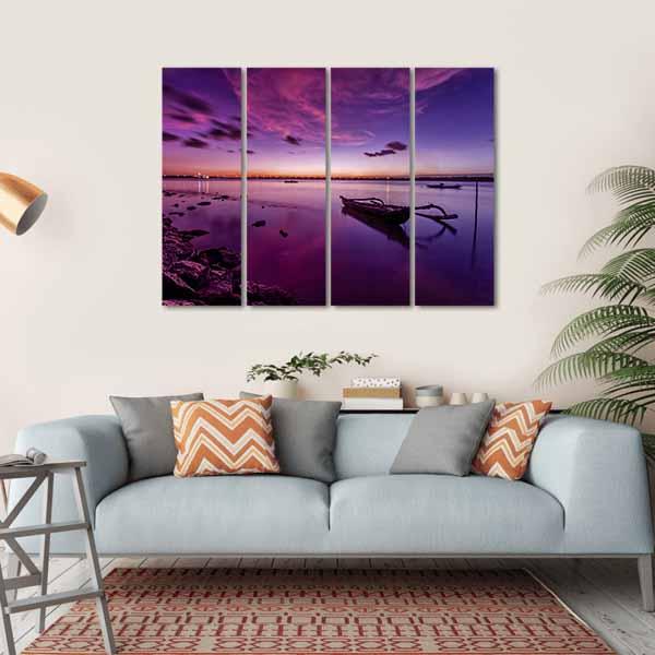Bali Beach After Sunset Canvas Wall Art-4 Horizontal-Gallery Wrap-34" x 24"-Tiaracle