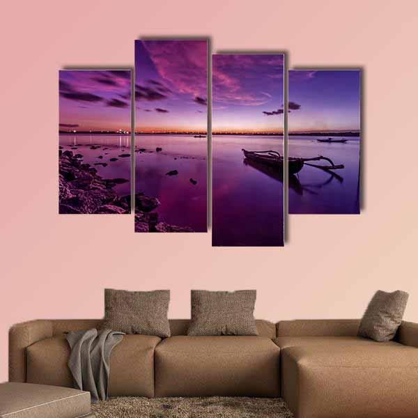Bali Beach After Sunset Canvas Wall Art-4 Pop-Gallery Wrap-34" x 20"-Tiaracle